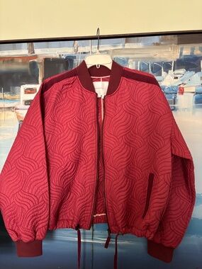 Cranberry / Rose Quilted Red Bomber Jacket - Women